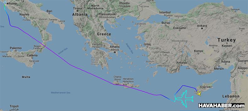 Veda turu sırasında radar üzerinde B747 figürü çizen pilotlar daha sonra rotayı iniş yapacakları Tel Aviv'e çevirdi.