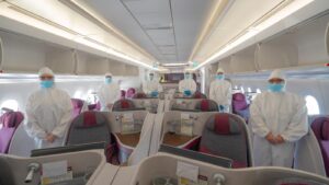 Qatar Airways mask cabin crew