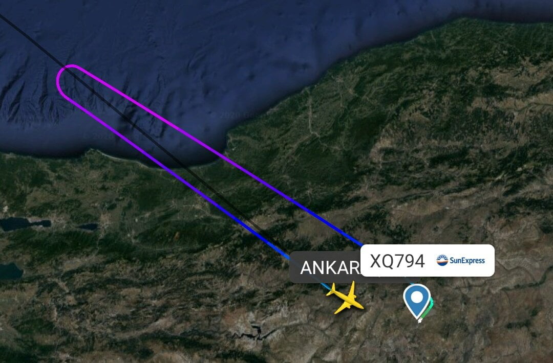 SunExpress'in Dusseldorf uçağı geri dönüyor