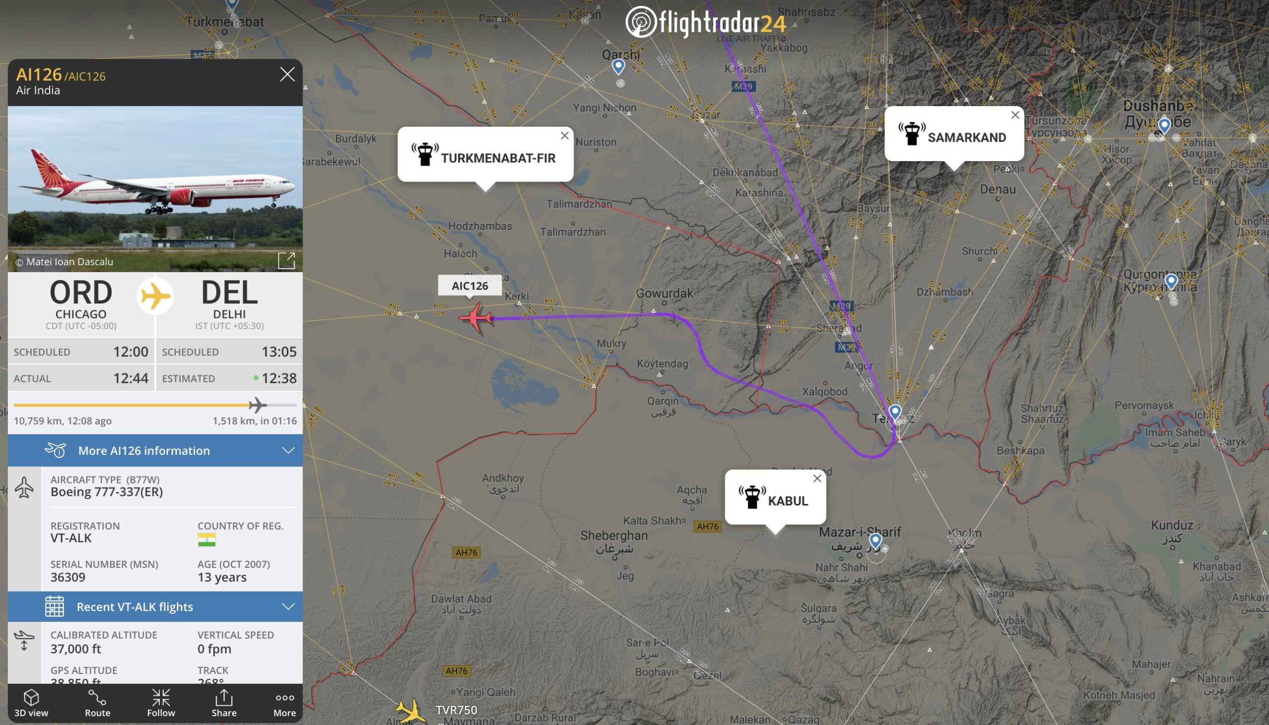 kabil havalimanı flight radar