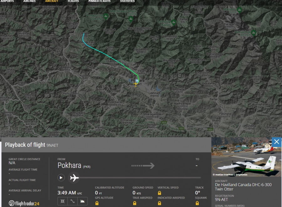 Flightradar24.com'dan alınan bir fotoğraf, uçağın son teması yaptığı konumu gösterir.