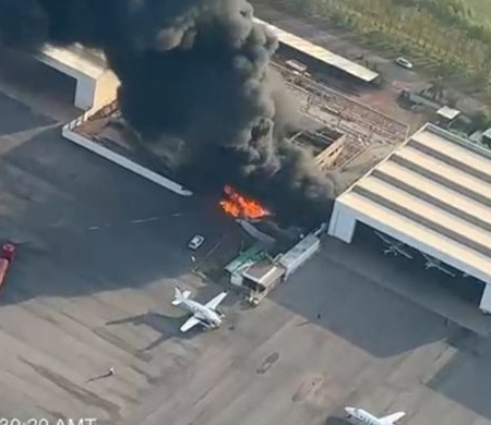 Brezilya’da kalkış yapan uçak düşerek alev topuna döndü!