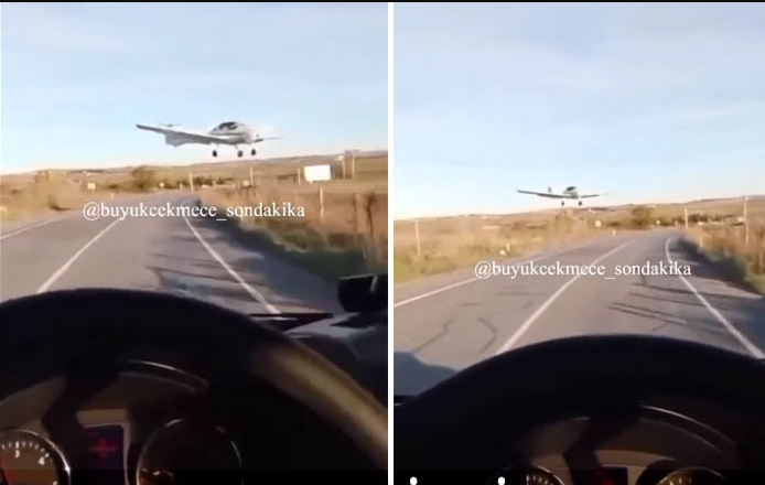 İnişe Geçen Uçakla Trafikte Yol Kavgası Yapan Vatandaşın Dumur Eden Garip Anları