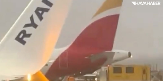 RyanAir Uçağının Kanadına Apron Aracı Çarptı: O Anlar Kamerada