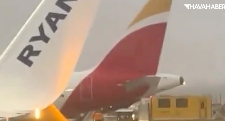 RyanAir Uçağının Kanadına Apron Aracı Çarptı: O Anlar Kamerada