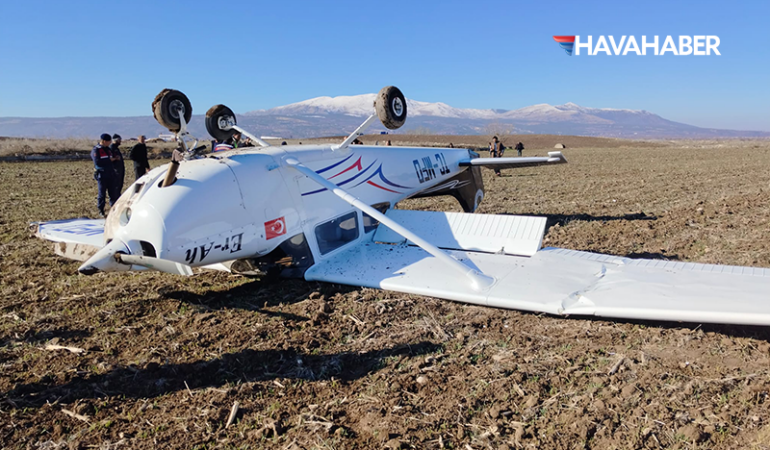 Isparta’dan havalanan eğitim uçağı Denizli’de sert iniş yaptı, 1 kişi yaralandı