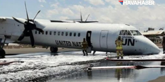 Mogadişu’da BM Uçağı Burun Üstü Acil İniş Yaptı!
