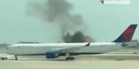 Delta uçağında motor yangını paniği: 282 yolcu acil kaydırakla tahliye edildi