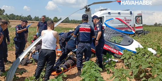 Adana’da jandarmaya ait cayrokopter araziye sert iniş yaptı!