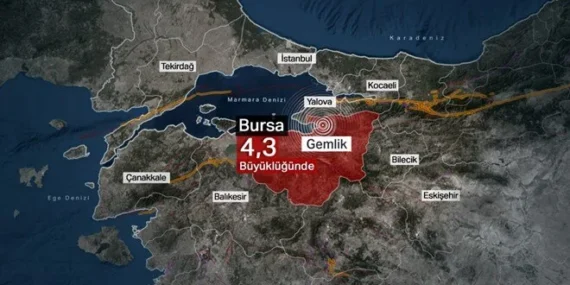 Bursa Gemlik’te 4.3 büyüklüğünde deprem oldu