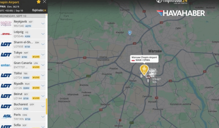 Varşova Hava Sahası Yeniden Açıldı: 14 Uçak Divert Edildi, İlk İniş Gerçekleşti