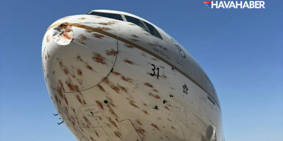 Saudia Uçağında Korku Dolu Anlar! Dev Boeing 777 Kuş Sürüsüne Daldı, Uçağın Burnu Hasar Aldı!