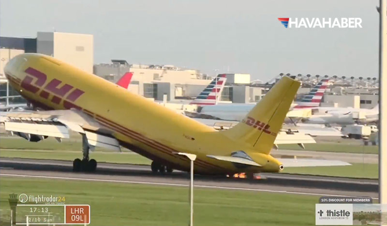 Londra’da Korku Dolu Anlar: Kuyruğunu Piste Sürten DHL Uçağı, İnişten Son Saniyede Nasıl Vazgeçti?