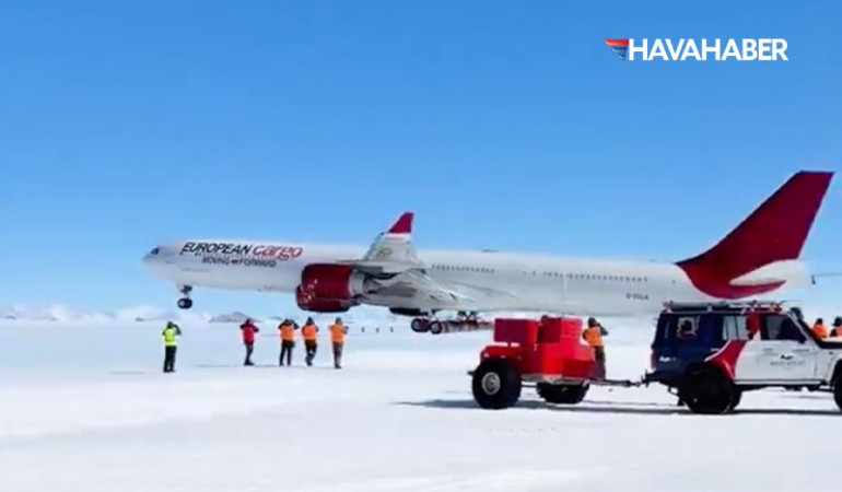 Antarktika’ya tarihi iniş: Airbus A340 buz pistine teker koydu