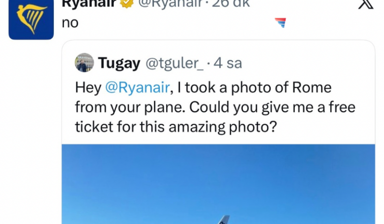 Ryanair’dan Türk Yolcuya Tek Kelimelik Yanıt: “No”