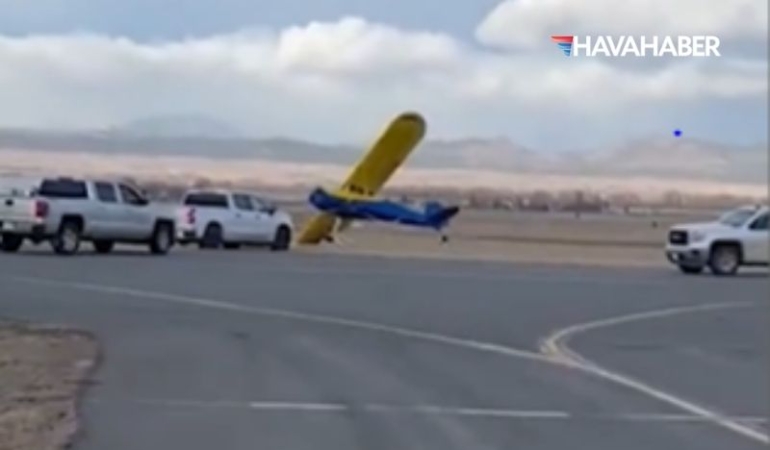 ABD’de korkutan fırtına: Saatte 160 kilometre hızla esen rüzgar uçağı ters çevirdi