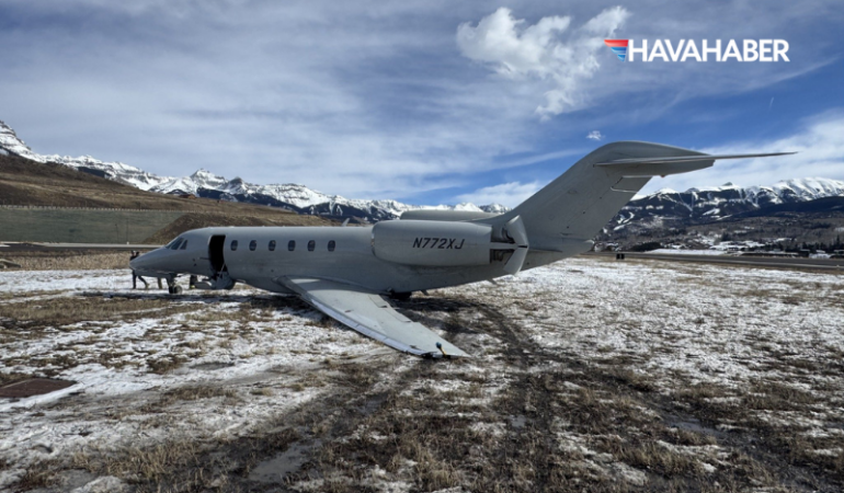 Colorado’da korku dolu anlar: Milyon dolarlık jet sert rüzgara yenildi, pistten savruldu!