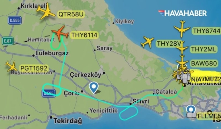 İstanbul semalarında hareketli dakikalar  ULS’ye ait kargo uçağı rotayı değiştirdi, havada tur atıp geri döndü!