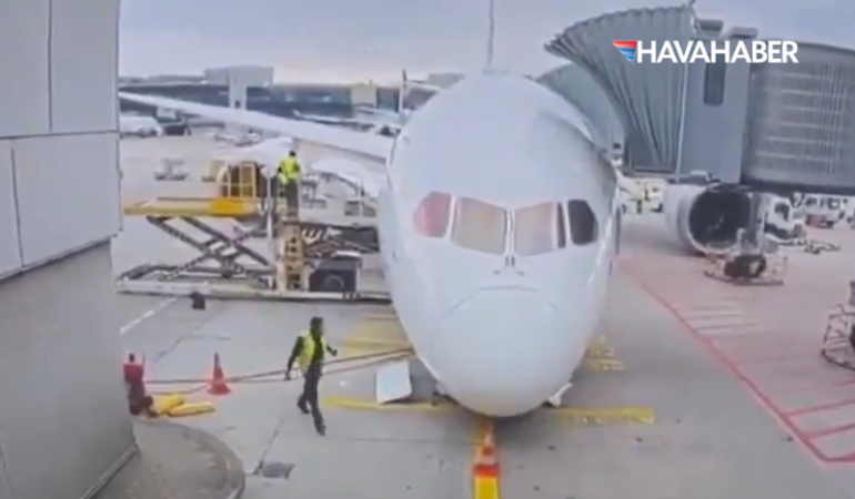 Frankfurt’ta Ön İniş Takımı Çöken Lufthansa Dreamliner’ın Görüntüleri Ortaya Çıktı