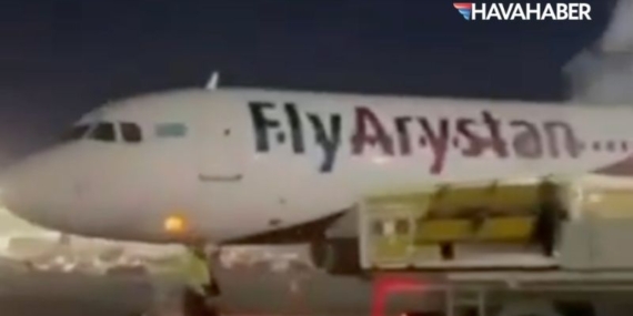 FlyArystan uçağı bakım sırasında alev aldı! Bir çalışan yaralandı