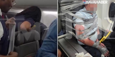 American Airlines uçağında olay çıktı Taşkın yolcu koltuğuna bağlandı
