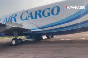 Boeing 737-300 Tipi Kargo Uçağı Kalkışta Pistten Çıktı
